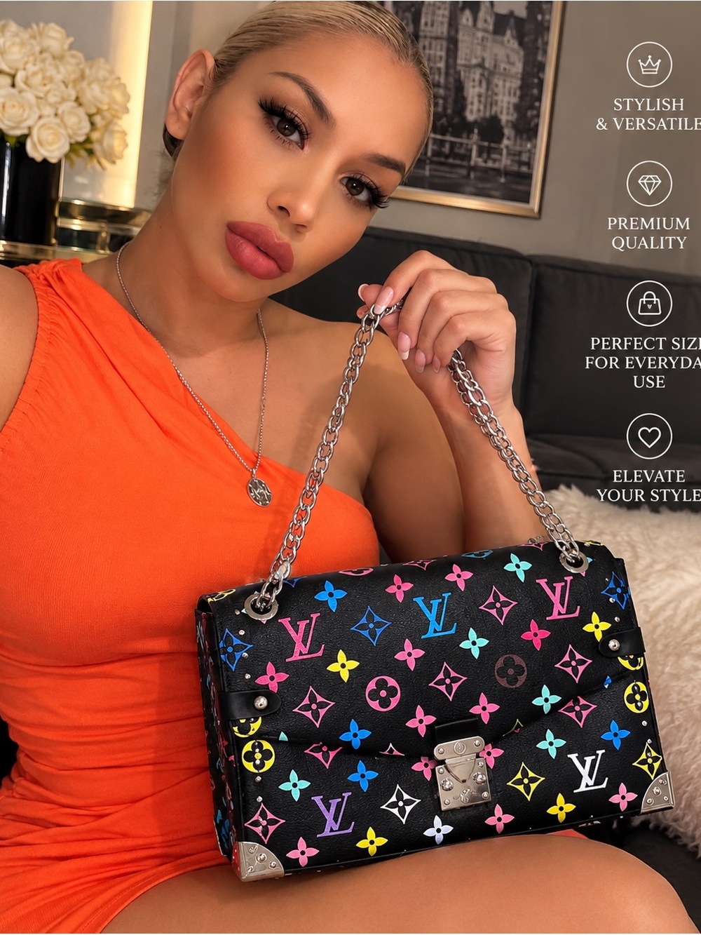 Fashion Multicolor Monogram Shoulder Bag